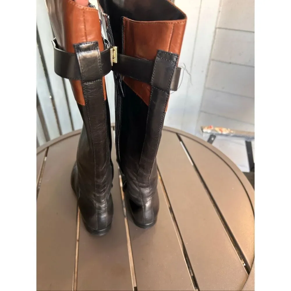 Cole Haan Air Daelin Riding Boots Black Brown Size 5.5 B